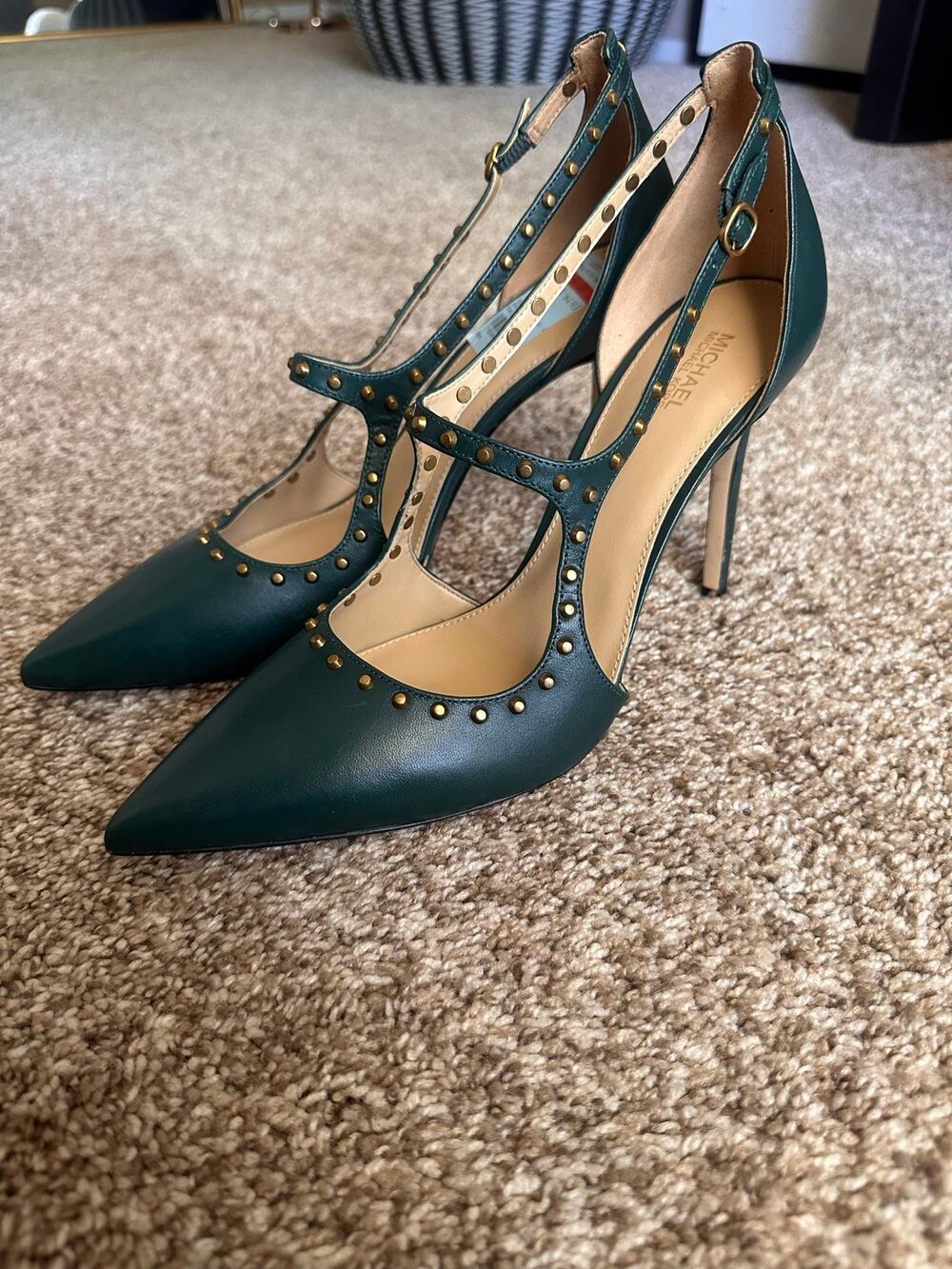 Michael Kors Forest Green Leather “Ava Studded Pump” Size 9.5 ~ New/Unworn